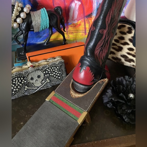Rare Vintage GUCCI Boot Pull Jack Equestrian Western Tack Luxury Decor Accessory - Picture 2 of 12